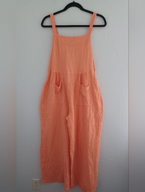 Pink Lily Peach Orange Wide-Leg Jumpsuit